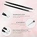 ElleSye Blackhead Remover, 5 + 1 Spot Remover Kit, Comedone Pimple Extractor, Blemish Acne Treatment Tool with Curved Tweezer, Stainless Steel Handle and Silver Metal Case