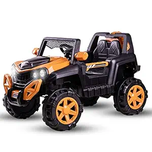 Baybee Dodge Baby Toy Car to Drive, Rechargeable 12V Battery Operated Ride-On Car for Kids Music Lights with R/C Jeep, Electric-Car, Kids Car, Racing Car for Boys & Girls Age 2-6 Years Old (Orange)
