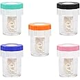 Zsanhua 5 Pieces Contact Lens Barrel Cases, Plastic Portable Contact Lens Cleaner Washer Manual Rotation Contact Lens Cleaning Case for Daily Eyes Care (5 Colors)