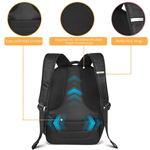 PRASACCO Notebookrucksack Laptoprucksack Backpack f  r 15 6 Zoll Business Rucksack wasserabweisender Schulrucksack zum Wandern Uni Reisen Camping Schw
