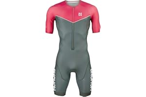 NUNOMO Homme Pro Trifonction Manches Courtes Sports de Plein Air Vêtements de Triathlon, pour Course À Pied, Natation, Cyclisme Body