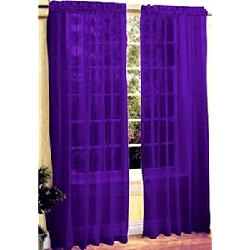 Voile Curtain Swag Tassled Swags Sheer Curtain Swags Purple