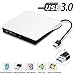 Produktbild USB3.0 DVD-RW DVD/CD Brenner Slim extern Laufwerk Portable DVD CD Brenner, QinYun Superdrive für alle Laptops/Desktop z.B Lenovo,Acer,Asus,PC unter Windows und Mac OS für Apple Macbook, Macbook Pro, MacbookAir, iMac – weiß