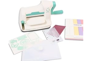 Craftelier - Kit de Mini Troqueladora Minty Cut + Materiales | Compatible con Troqueles Metálicos Finos y Carpetas de Embossing | Tamaño de las Placas 16,5 x 7,5 cm | Tamaño Máquina 20,5 x 9 x 12 cm