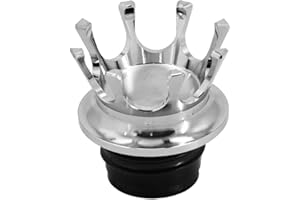 HDBUBALUS Motorcycle Vented Gas Cap King Crown Fuel Tank Cap with Right-Hand Threads Fit for Harley Sportster Dyna Touring Road King Softail Trike Freewheeler FLRT Chrome