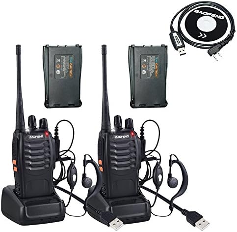 BaoFeng BF-888S Two Way Radio Walkie Talkie (Pack of 2) with 2 more additional TID battery and one more Program Cable