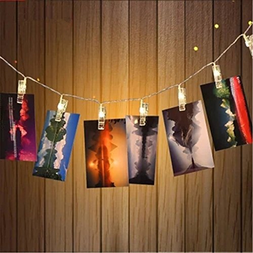 ERGEOB Foto Klammer Lichterkette DIY handgemachte Weihnachtsdekoration Geburtstag Hochzeitstag Licht warmweiß 40LED - 9