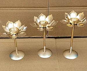 AGAAS ENTERPRISES Lotus Flower Shape Tealights Candle Holder for Table Diya for Puja Diwali Festive Lights Home Decorations
