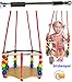 Produktbild 2 tlg. Set _ DELUXE - Gitterschaukel aus Holz + Türreck - incl. Name / Kinderschaukel - mit Gurt / leichter Einstieg ! - mitwachsend & verstellbar - Schaukel & Babyschaukel - verstellbare Kleinkindschaukel - Reck für Türrahmen Befestigung - Stange - Türstange - Holzschaukel Baby Kinder - Holzgitterschaukel für Innen und Außen - Indoor Outdoor - mit Sicherheitsstäben / bunte Stäbe - Holzbabyschaukel - Garten oder im Haus
