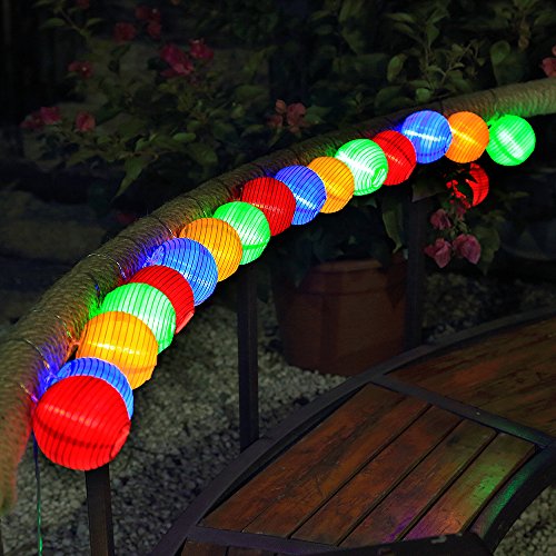 InnooTech Solar Lichterkette Lampion 30er LED 6 Meter Laterne Gartenbeleuchtung Innen- und Außenbereich mit Batteriehalter für Weihnachten, Party, Hochzeit, Deko, Feiern ,Garten, Terrasse, Hof, Haus, Tannenbaum warmweiß Bunt - 4