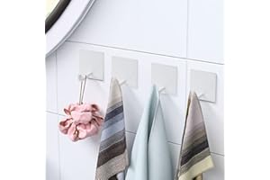 MINISOISO 6 sztuk haczyków na ręczniki, samoprzylepne, ze stali nierdzewnej, haczyki na ubrania, bez wiercenia, idealne do łazienki, toalety, kuchni, biura, kolor biały