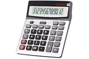 OFFIDIX Large Key Calculators Office Desktop Calculator, Solar and Battery Dual Power Electronic Calculator Portable 12 Digit Large LCD Display Calculator 2018 New Gift (Silver)