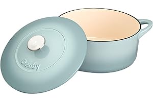 Denby - Pavilion Blue Cast Iron Casserole Dish - Dutch Oven, Oven Safe Pot, Enamelled - 24cm, 4.05L Capacity - Round