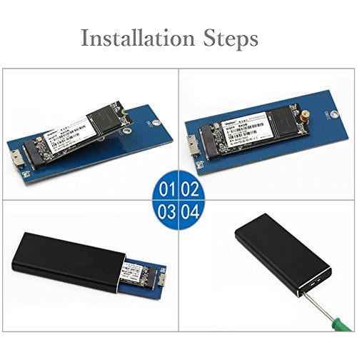 NGFF M.2 SSD gehäuse Adaptor – GLOTRENDS M2E M.2(NGFF) to USB 3.1 (10Gbps) External Aluminum Case – M2 SSD SATA Type, B or B+M Key – 2230 / 2242 / 2260 / 2280 - 7