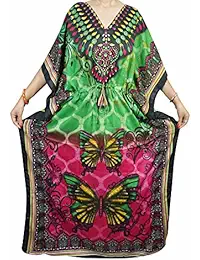 Indiatrendzs Women Kaftans Light Viscose Boho Kimono Long Kaftan Dress Chest : 56