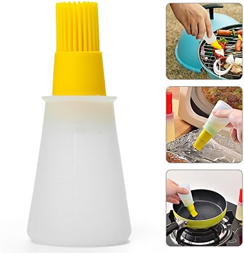 Leakproof Silicone Bottle brush Honey Oil Bottles Containers for Barbecue Cooking Baking Pancake BBQ Kitchen Storage Travel - Yellow
