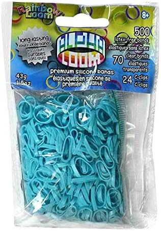 10 x Rainbow Looms Alpha Bands- Turquoise (500 Per Bag) + Bonus! Cool Crocodile Eraser