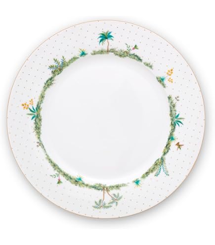 Pip Studio Teller 'Flower Fest' – 26,5 Cm, Porzellan, In LightBlue/Red, Mit Scallop-Rand, 1 Stück