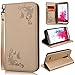 Produktbild SMART LEGEND Lederhülle für LG G3 Ledertasche Hülle PU Leder Flip Schutzhülle Retro Schmetterling Blumen Rose Muster im Bookstyle Folio Wallet Brieftasche mit Eingebautem Magnet Smart Case Backcover Handyhülle Kompletter Schutz Cover Tasche mit Standfunktion und Karte Halter - Gold
