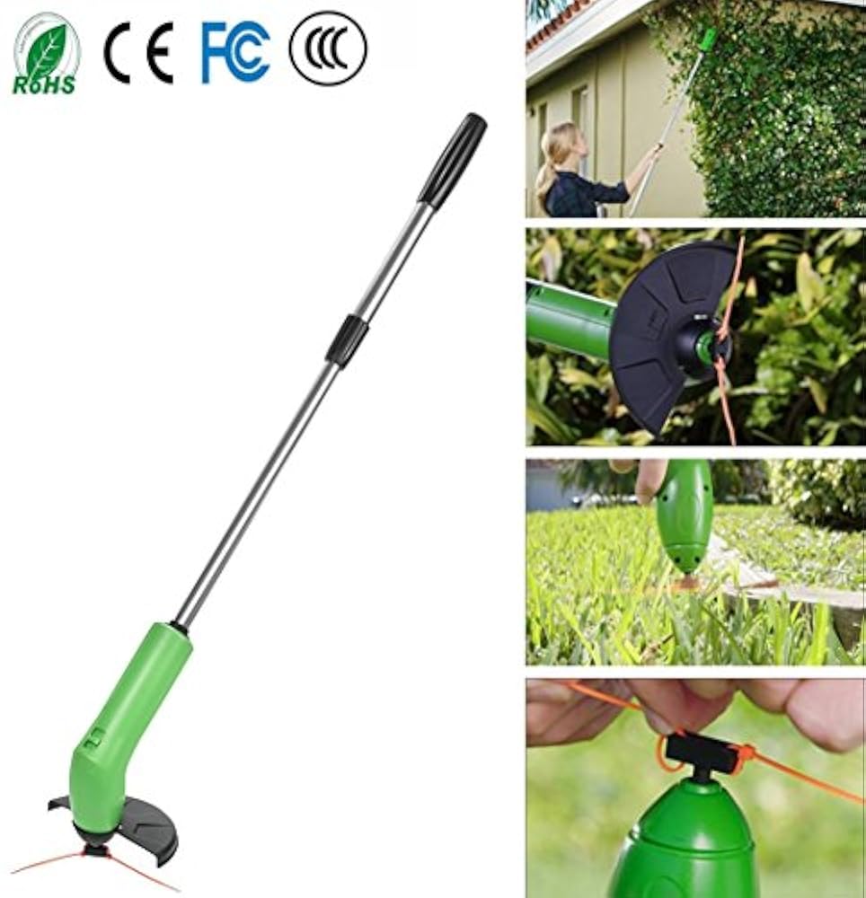Sallypan Akku-Unkraut-Trimmer, Griff Erweiterbar Leicht Garten Rasentrimmer