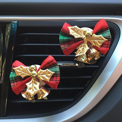 INEBIZ Car Charm Christmas Golden Snowflake with Bell Car Interior Air Vent Decorations Perfume, Creative Fragrance Air Freshener Holder &amp; Container (Green)