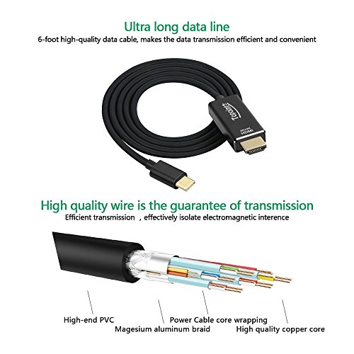 Typ C HDMI Kabel (5.9ft / 1.8m), Topoint Ultra HD 4K USB 3.1 Typ C (Thunderbolt 3 kompatibel) HDMI-Kabel für das Jahr 2016 Macbooks 2015 Macbook 12 “, Chromebook , Lenovo - 7