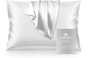 Larlary Jedwabna poszewka na poduszkę, 90% jedwab, 10% bawełna, miękka i hipoalergiczna (1, biała, 50 x 75 cm)