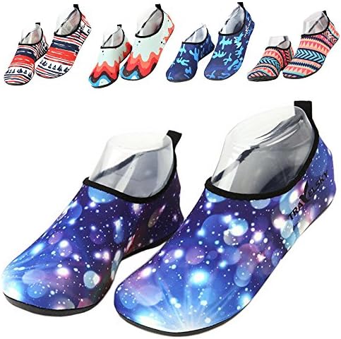 ALSYIQI Barefoot Shoes Men Women Quick-Dry Water Shoes Lightweight Aqua Socks For Beach Pool Surf Yoga Exercise (XXXL(UK Women 9/Men 8.5), 3 Starry)