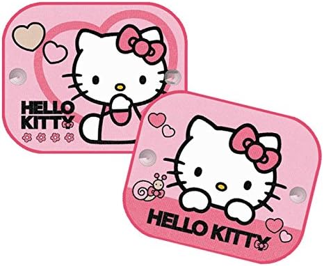 ☼ Set of 2 Sun Shades for a Car's Side or Rear Windows - Anti UV - EN 71 Cups ▵ Hello Kitty ☼