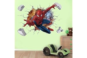 Amiiba Wandaufkleber, Motiv: Spider-Man Breaking Through 3D, rote Spinne, Kinderzimmer, Wohnzimmer, Wanddekoration (Spider-Man)