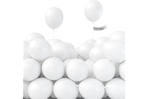 PartyWoo White Balloons, 105 pcs 5 Inch Matte White Balloons, White Balloons for Balloon Garland as Party Decorations, Wedding Decorations, White-Y13