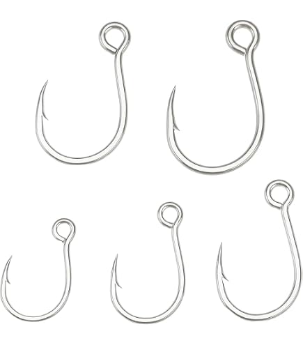 Lot De 10 Hameçons De Pêche En Acier Inoxydable – Pointes Ultra-tranchantes – Résistance 20 à 80 Kg – Eau Douce Et Mer