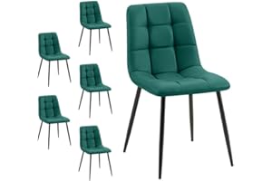 Mediawave Store - Set 6 Sedie Velluto REGINA con Schienale imbottito QUADRATI Struttura Nera: arreda con stile la tua sala da pranzo o il living moderno (Verde)