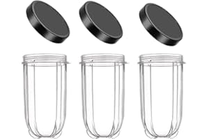 Nicoone Tazza di ricambio per Magic Bullet 250 W, 3 pezzi, 473,6 g, tazza di ricambio con coperchio, compatibile con Magic Bullet 250 W