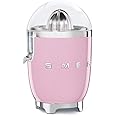 Smeg, Electric Citrus Juicer CJF11PKEU Drip Proof Spout and Universal Cone, Non-Slip Feet, Stainless Steel Filter Strainer and Press Cone, 70W, Rose