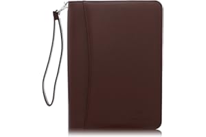 LAUTUS DESIGNS Zippered Business Padfolio – Premium PU Leather Portfolio Folder A4 with Small Notepad & 8-Inch Tablet Sleeve for Work, Meetings & Travel - Dark Brown
