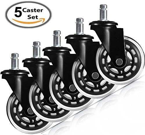 3 inch PU Transparent Casters, Plunger Furniture Universal Casters Office Chair Casters Heavy Duty Scaffolding Polyurethane Wheel, Set of 5