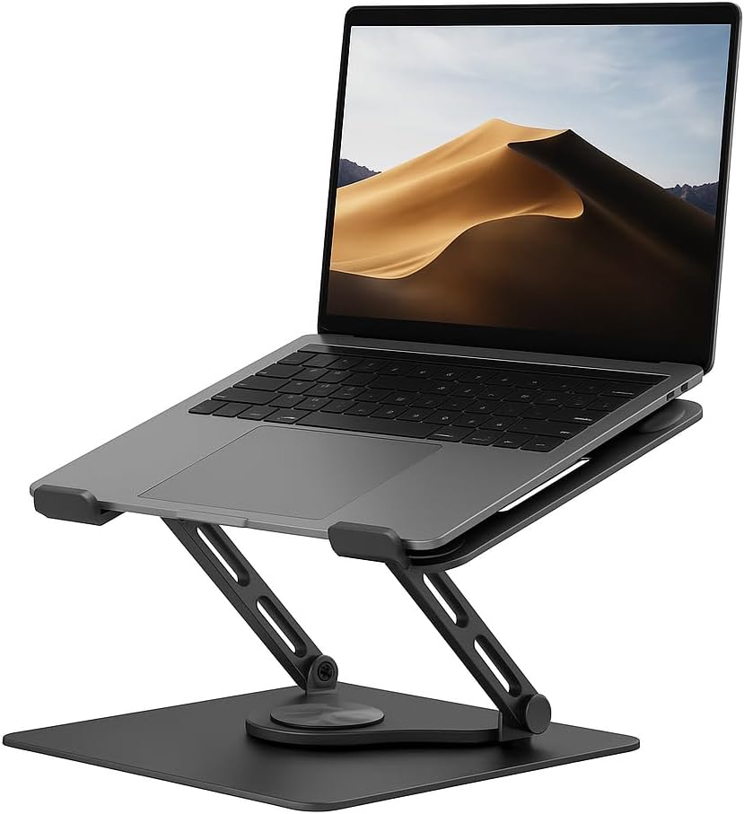 McStorey Katlanabilir Ayarlanabilir Alüminyum Laptop Standı, Taşınabilir Ergonomik Notebook Yükseltici, 6 Kademeli Yükseklik Ayarlı, MacBook Tablet Uyumlu, 10-17 İnç, Siyah