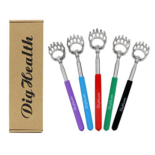 Set 5 Teleskop Rückenkratzer bei DigHealth-(Ausziehbar, Edelstahl, Gummiertem Griff, Circa 58cm, Bär Klaue), Massagegerät Körpe zum Rücken Kratzen - 9