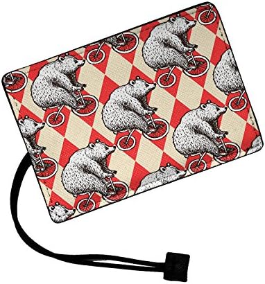 Bears on Bikes Collage Pattern Printed Suitcase Luggage Tag With Elasticated Strap & Hidden Personal Information Card By Humblebee London - HB-HSLT-S38