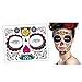Price comparison product image Gaddrt 2Pcs Floral Design Day of The Dead Muertos Face Mask Sugar Skull Tattoo Beauty (A)