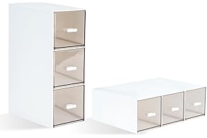 DIBALIYI 2PCS Kunststoff Organizer mit Schubladen, Klarer Deckel Schubladenbox Stapelbar, Tee Aufbewahrungsboxen für Teebeutel, Kaffeepads, Nagellack, Schminktisch Organizer (2PCS)