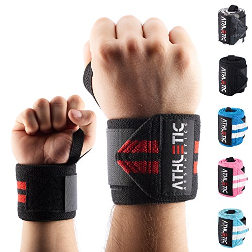Handgelenkbandage [2er Set] in 45cm / 60cm Länge - Wrist Wraps fürs Krafttraining, Bodybuilding, Crossfit und Fitness - Für Frauen und Männer geeignet - ATHLETIC AESTHETICS