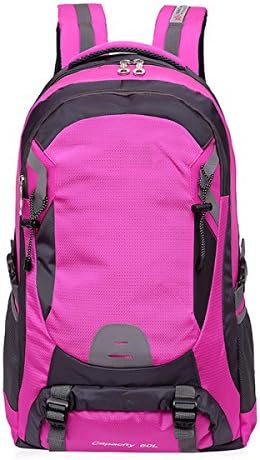 LQQAZY Male Female Backpack Large Capacity 60L Outdoor Bag Waterproof Travel Sports Mountaineering Backpack,RoseRed