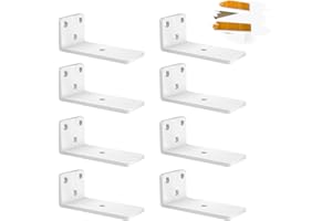 YFCVIP 8 Piezas Soportes Flotantes para Estantes, Soporte para Repisas de Pared, Industrial Retro Soporte Estanteria para DIY Aala de Estar | Dormitorio | Baño | Repisa para Libros (10cm, Blanco) 4in