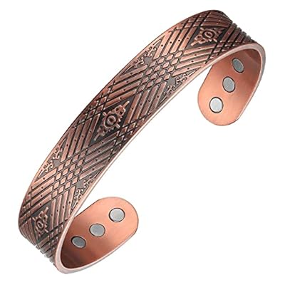 Magenergy Copper Bracelet For Men Ultra Strength Magnetic Bracelet Pure Copper Bangle With Jewelry Gift Box (copper)