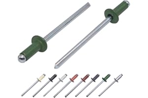 MARCOPOL Confezione da 100 Rivetti Ciechi Verniciati, 3,2 x 8 mm, Testa a Cupola, DIN 7337, in Alluminio e Mandrino in Acciaio (Verde Foglia RAL 6002)