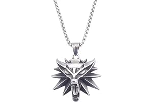 URBIUTF Collier pour homme avec pendentif tête de loup - Chaîne en acier inoxydable, bijou pour homme magicien et hip hop style sauvage hip hop punk pour hommes et femmes