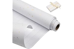DOJOYKEY Rouleau de papier cadeau d'anniversaire 43 cm x 9 m, papier d'emballage kraft blanc recyclable pour anniversaire, mariage, baby shower, décoration de fête