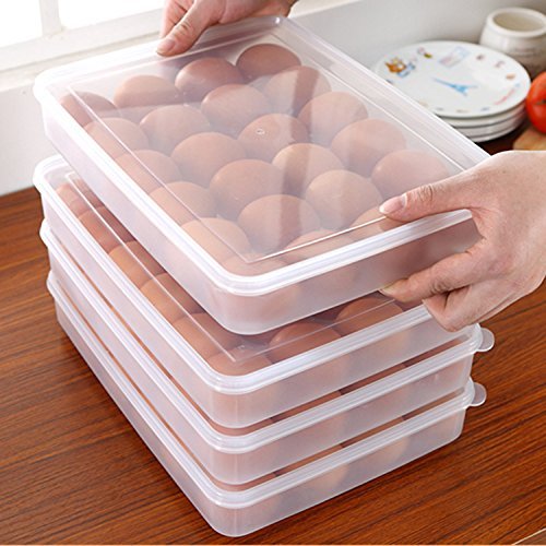 Eierbox,Hikeren Eier-Halter-Kasten Covered Egg Spender mit Griff-Speicher-Organisator für Küche 24-Ei Kapazität - 2